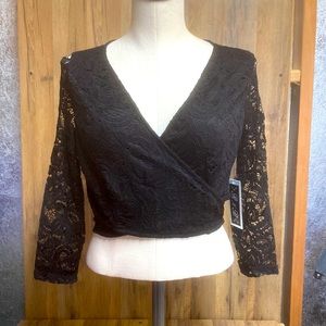 NEW RnB Faux Wrap Black Top Size Medium